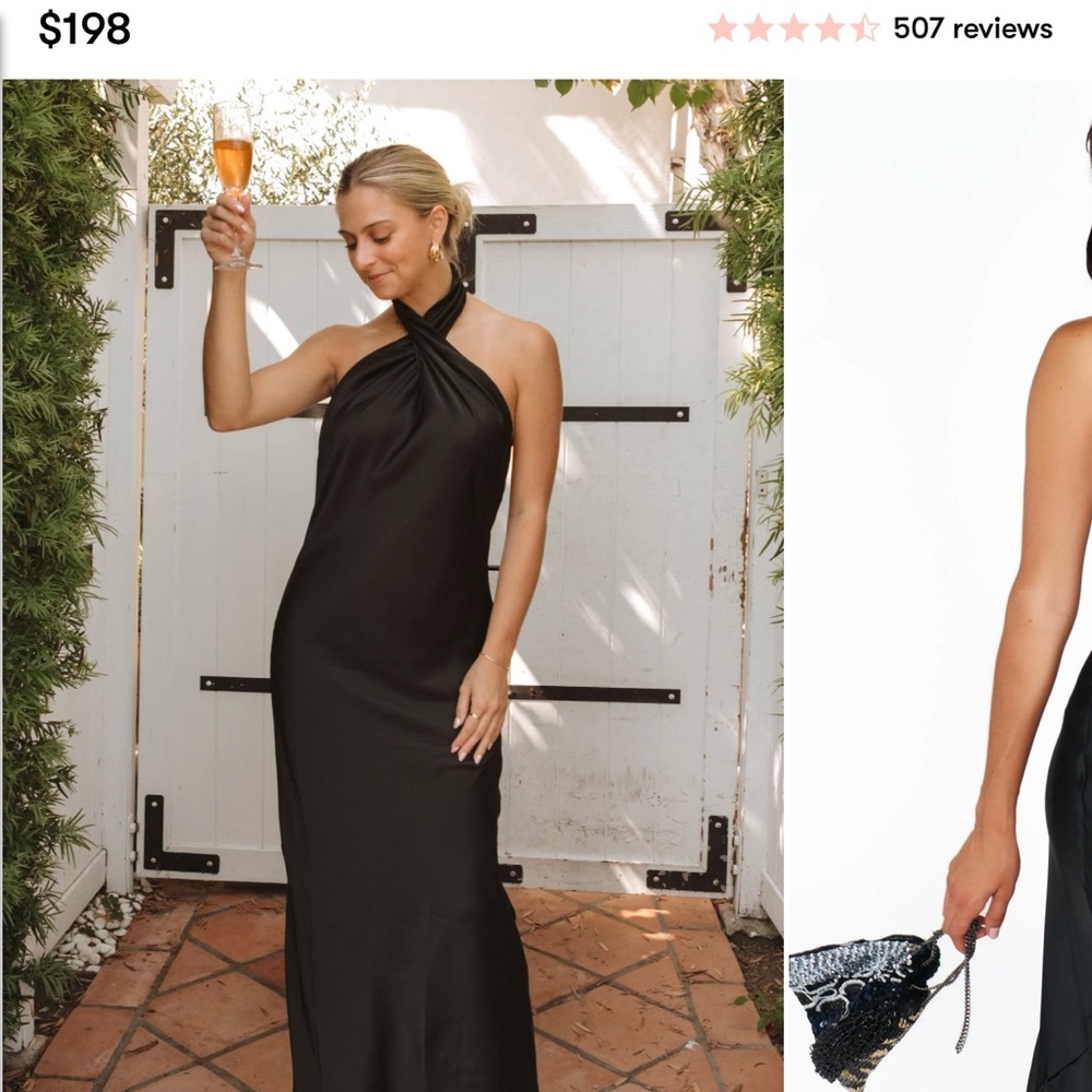 Show Me Your Mumu - Jasmine Halter Maxi Dress XXS Black Satin